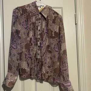 Jones New York Floral Top in Purple and Brown